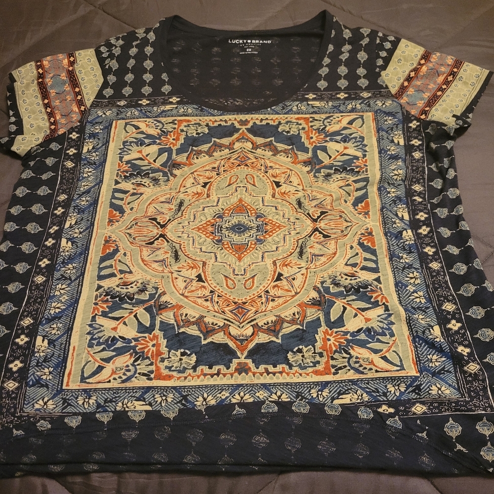 Lucky Brand Persian scoop neck top